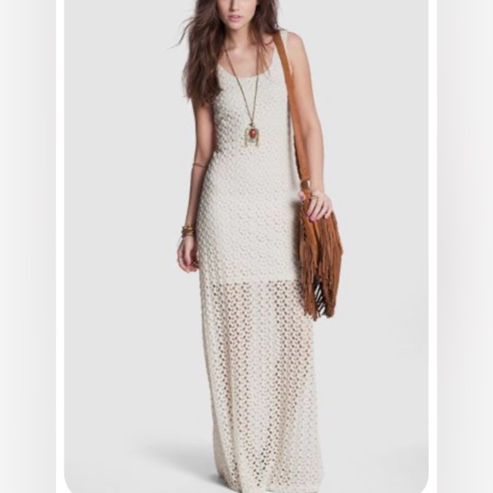 AUW Cream Sleeveless Scoop Neck Sundress
